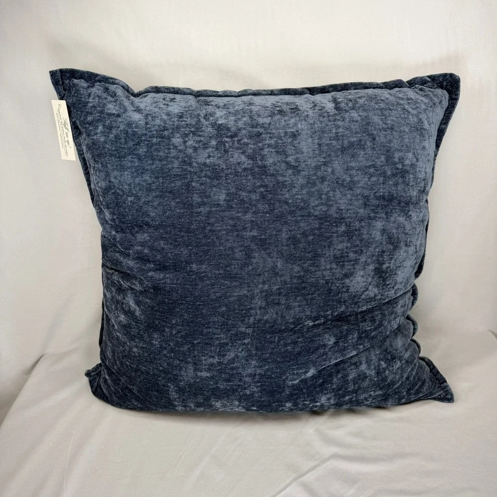 Dream Home NY Navy Blue Velvet Textured Throw Pillow 24x24 Down Alternative New